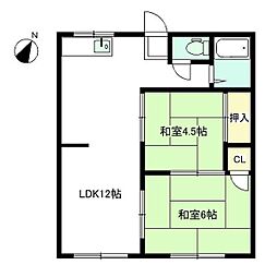 パークハイツ杁ケ島 2LDKの間取図画像