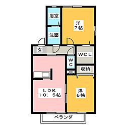 ノールジャルダンA 2LDKの間取図画像