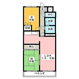 エソール勝川 2LDKの間取図画像