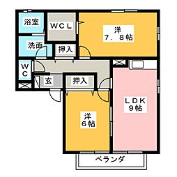 サンパティーク 2LDKの間取図画像