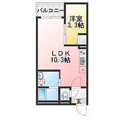 春日井市小野町5丁目アパート 1LDKの間取図画像
