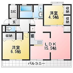ファミール柏原 2LDKの間取図画像