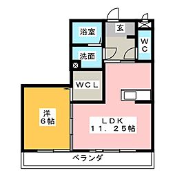 ラ・ミアカーサ勇助山 1LDKの間取図画像