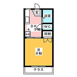 レピュート勝川1 1DKの間取図画像