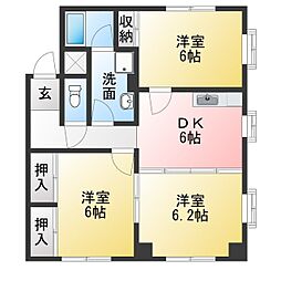 サンヴィラ篠田B 3DKの間取図画像