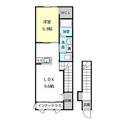 サンライフ神守V 2階1LDKの間取り
