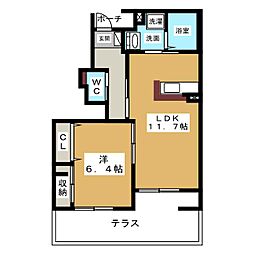 スペリアージュ愛宕 2階1LDKの間取り