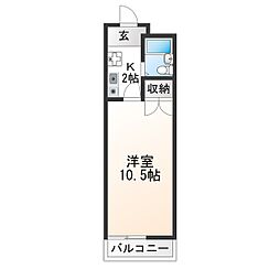 ハイツMAO 1Kの間取図画像