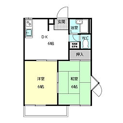 パークサイド平野1 2DKの間取図画像