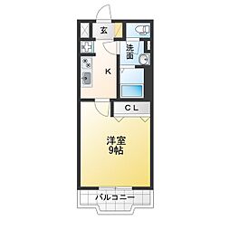ワンピース2 1Kの間取図画像
