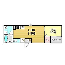 LECOCON津島II 1LDKの間取図画像