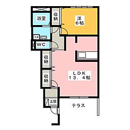 エル・シャトーE 1LDKの間取図画像