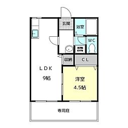 フォーブル木田B棟 1LDKの間取図画像