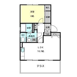 ピースフル愛宕E 1LDKの間取図画像