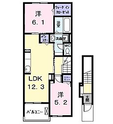 カーサみやびX 2LDKの間取図画像