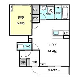 アンジュ 1LDKの間取図画像