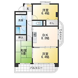 ルピナス橘 3DKの間取図画像