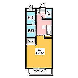 秀島ビル2クラスティーナ117 ワンルームの間取図画像