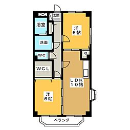 クレールコート 2LDKの間取図画像
