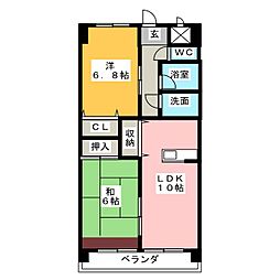 リベルテONE 2LDKの間取図画像