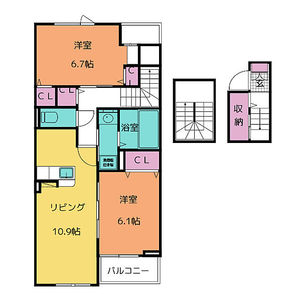 エバー・ピークスI 303｜愛知県豊川市西豊町３丁目(賃貸アパート2LDK・3階・66.02㎡)の写真 その2