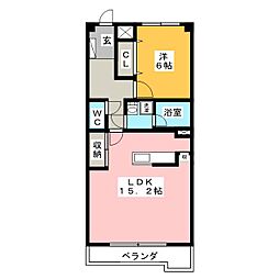 リベルテＯＮＥ 2階1LDKの間取り