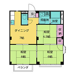 ハイツ美幸　Ｂ 2階3DKの間取り