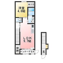 クルール 209 2階1LDKの間取り