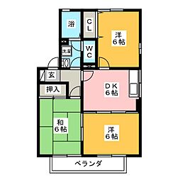 アネックス河尻B 3DKの間取図画像