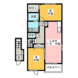 ビブレスト5-B 2LDKの間取図画像