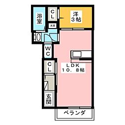 プランタン 1LDKの間取図画像
