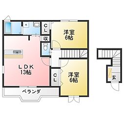 トミーハウス 2LDKの間取図画像