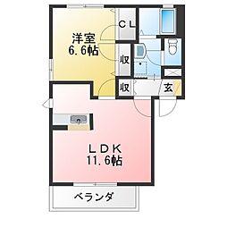 セレスタイト西館 1LDKの間取図画像