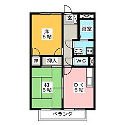 SURPLUS2ホワイト 2DKの間取図画像