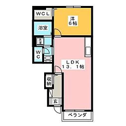 コルテージュ 1LDKの間取図画像