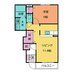 プリムローズA 1LDKの間取図画像