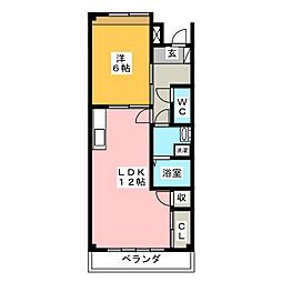 ウィングス曙 1LDKの間取図画像