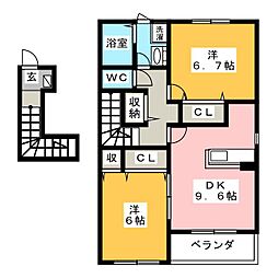 グランパレ 2DKの間取図画像
