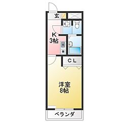 グランドール一宮 1Kの間取図画像