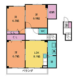 ネクステージルミエール 3DKの間取図画像