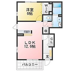 クラールベルグ 1LDKの間取図画像