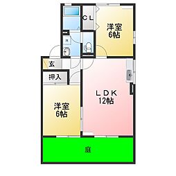 アネックス河尻B 2LDKの間取図画像