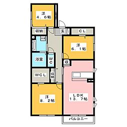 モンテローザ南大通 3LDKの間取図画像