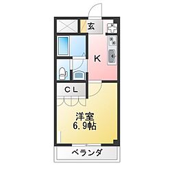 アメニティハイツ大崎 1Kの間取図画像