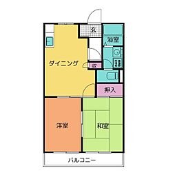 パークハイツ今泉B 2DKの間取図画像