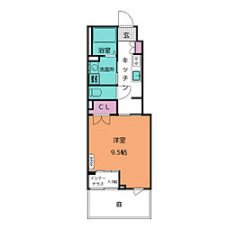 桜音 1Kの間取図画像