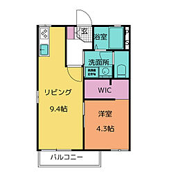 フレグランススズキA棟 1LDKの間取図画像