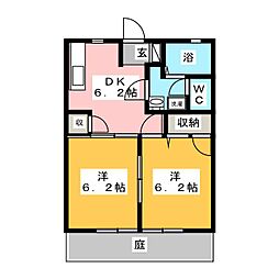 ディアコート大崎B 2DKの間取図画像