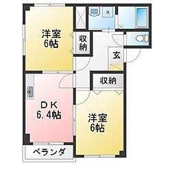 ファミールハイム 2DKの間取図画像