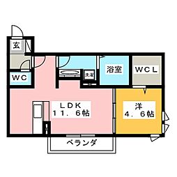 クレアンジュ 1LDKの間取図画像